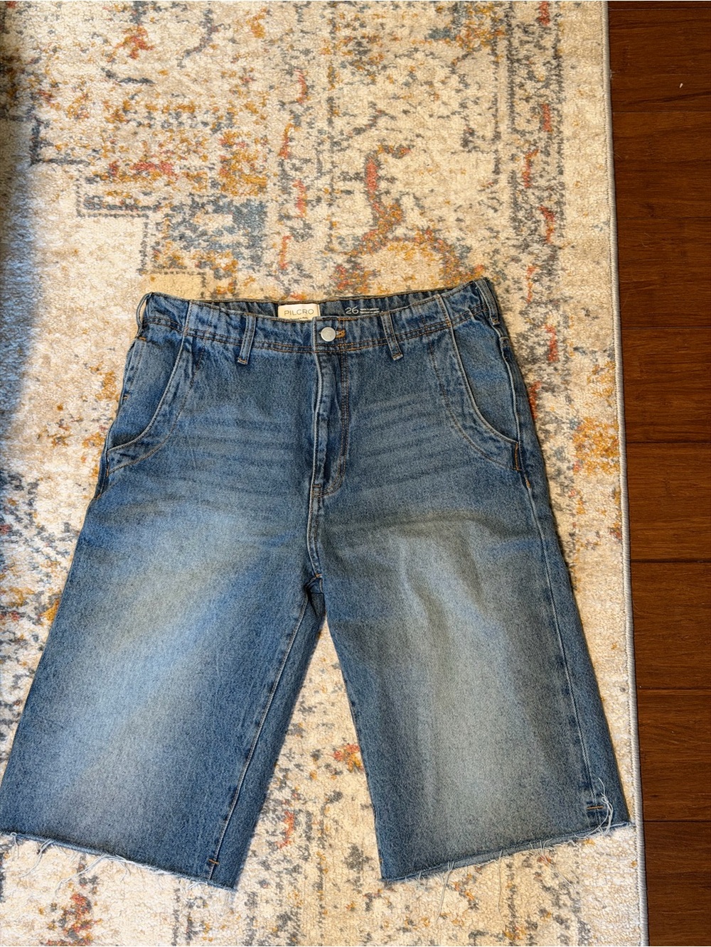 Pilcro Medium Blue Relaxed Denim Shorts